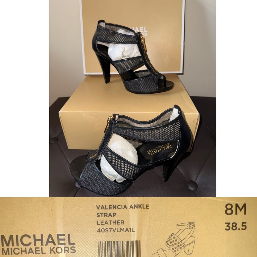 Michael Kors Black Leather Ankle Strap Heels